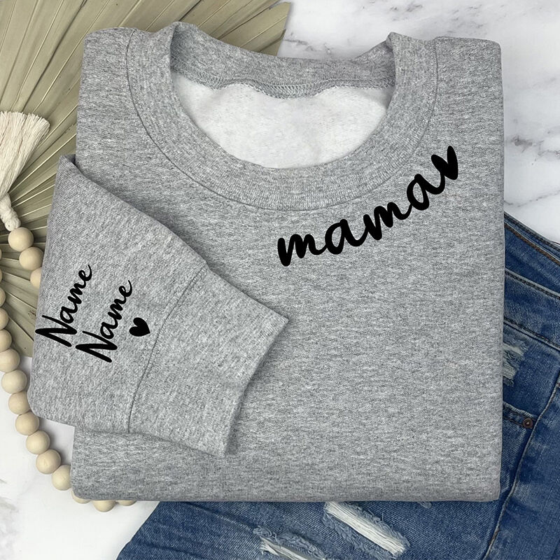 Personalized Sweatshirt Puff Print Optional Nickname with Custom Names Perfect Mother's Day Gift