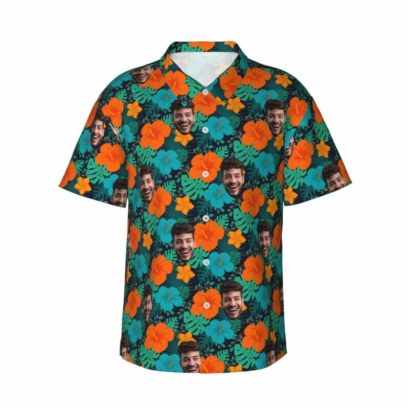 Camisa Hawaiana Personalizada Cara Foto Hawaii Vibe Perfet Regalo para Usted