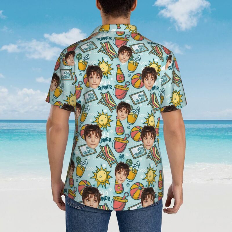 Camicie hawaiane personalizzate da uomo con stampe sulla spiaggia per famiglia