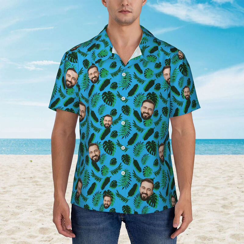 Benutzerdefinierte Hawaii-Hemden Blätter Design personalisierte Aloha Beach Shirt für Männer