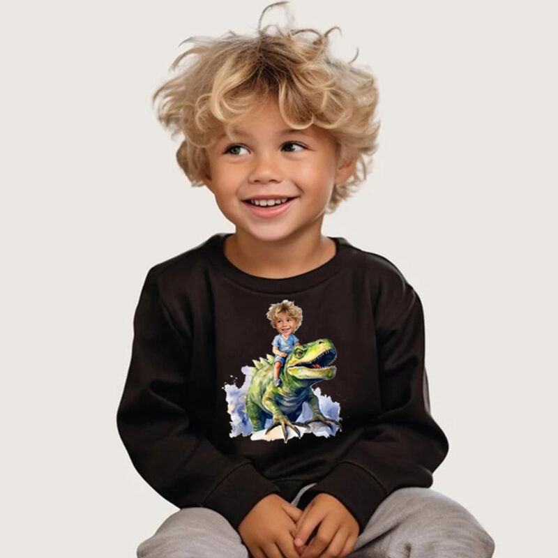 Personalized Kids Sweatshirt Custom Photo With Dinosaur Pattern Children's Gifts