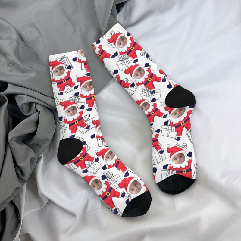 Chaussettes personnalisées pour le visage, joli cadeau de Noël pour bébé pour la famille