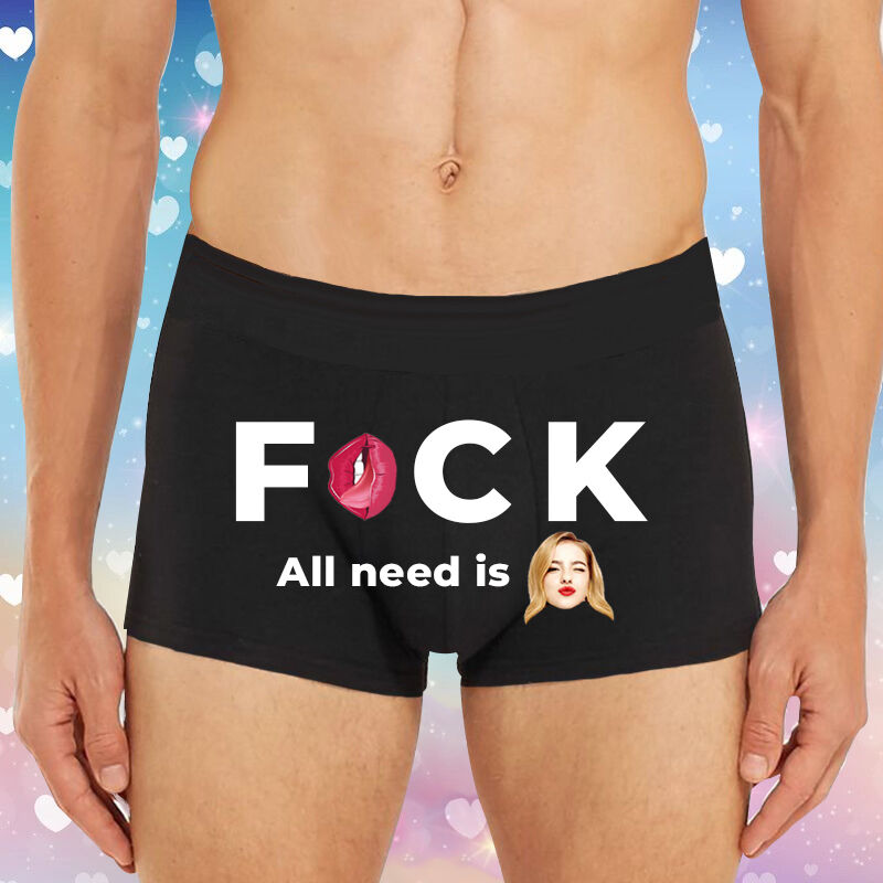 Personalized Photo Men's Underwear Boxer Briefs Special Present for Boyfriend "All Need"