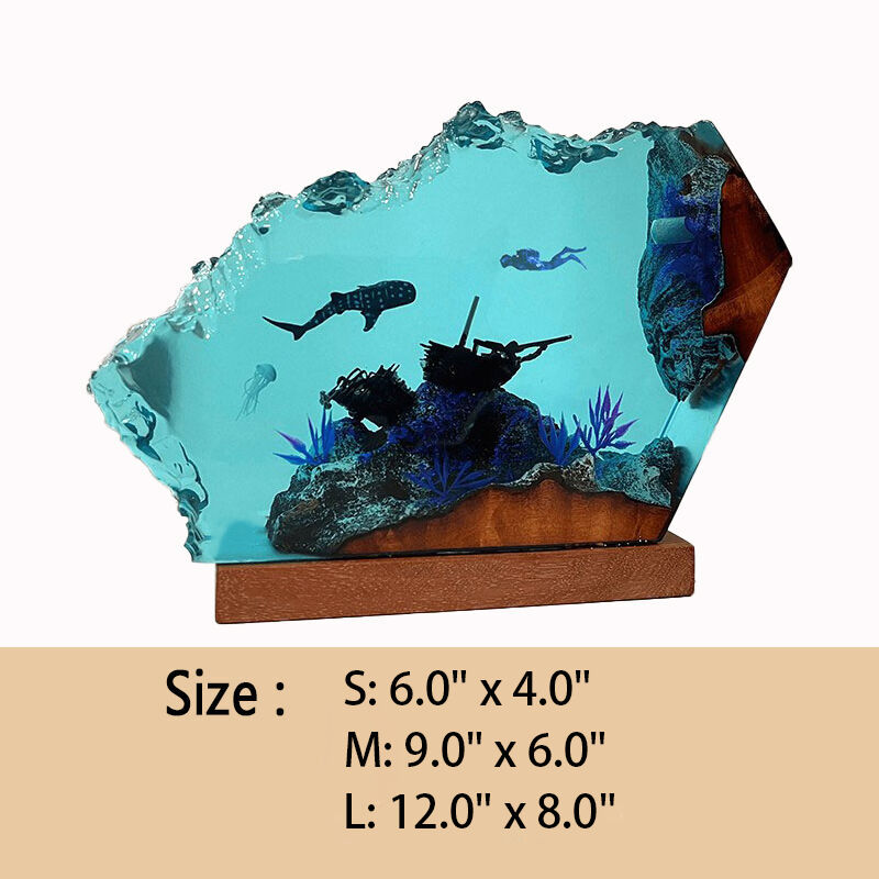 Whale Shark And Diver Resin Night Light Unique Gift for Friend