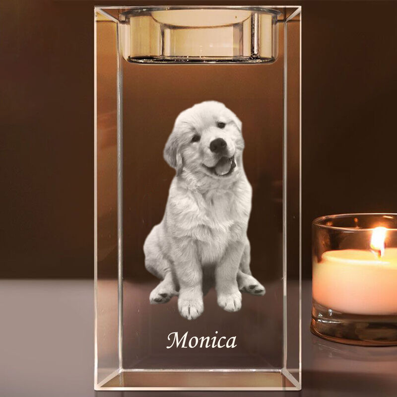 Individuelle Kristall-Kerzenhalter Upload Haustier Foto Kerze Zubehör Geschenke für Tierliebhaber