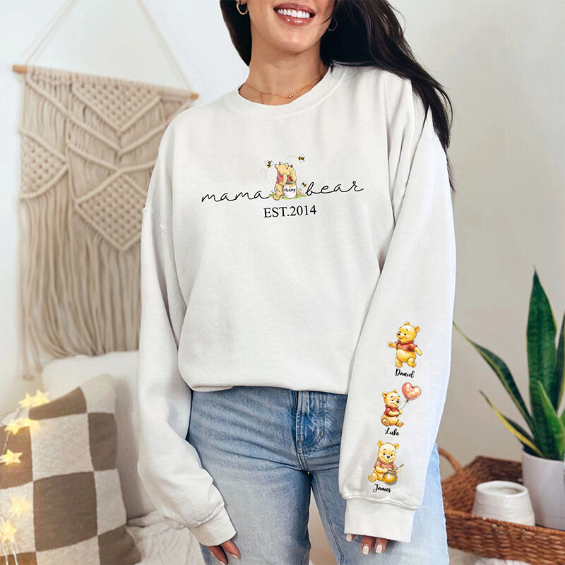 Personalized Sweatshirt Mama Bear Custom Names Baby Bear Pattern Design Perfect Mother's Day Gift