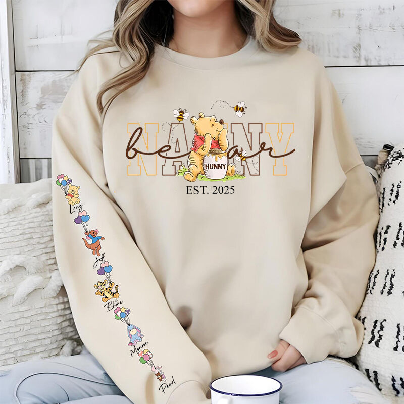 Personalized Sweatshirt Mama Bear with Custom Kids Cute Cartoon Design Attractive Mother's Day Gift