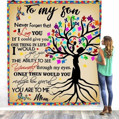 Personalized Soft Love Letter Blanket to Son from Mom With Tree of Life Pattern