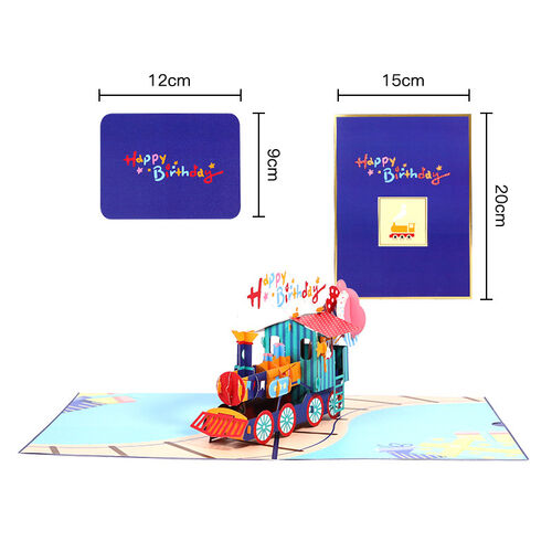3D Kreative Zug Pop Up Karte für Kindergeburtstag