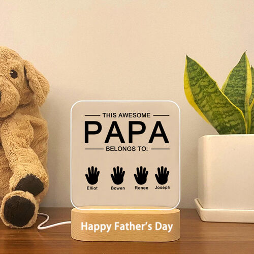 Personalisierte Acryl Plaque-Lampe mit individuellem Namen Hände für Awesome Dad