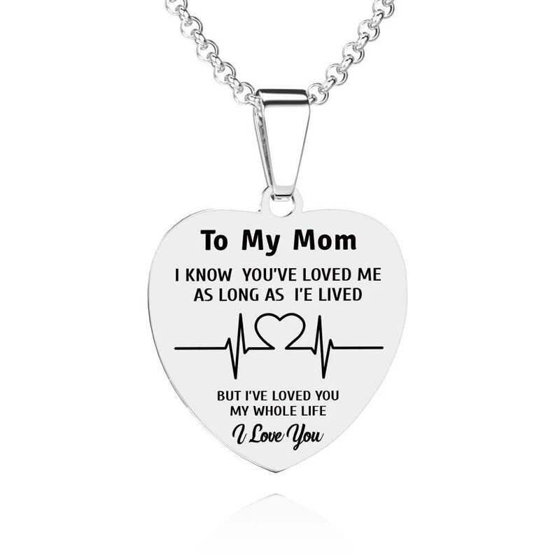 "To My Mom" Custom Heart-shaped Necklace Mother's Day Gifts Style D