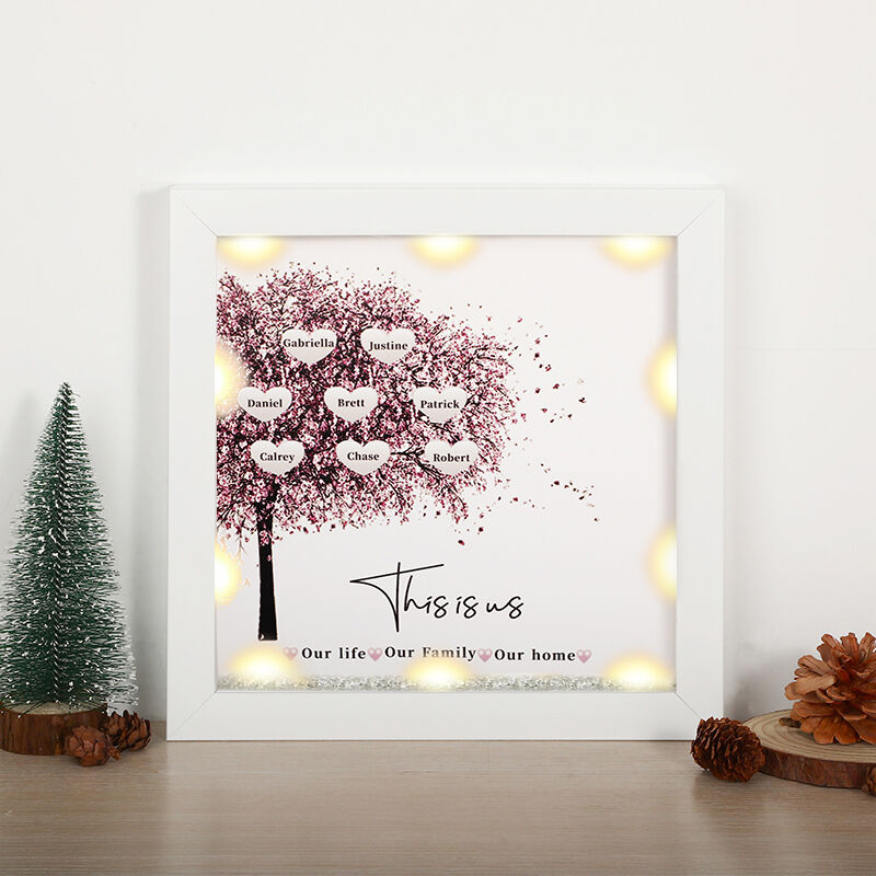 "Our Life&Our Family&Our Home" Personalized Light Up Family Tree Frame