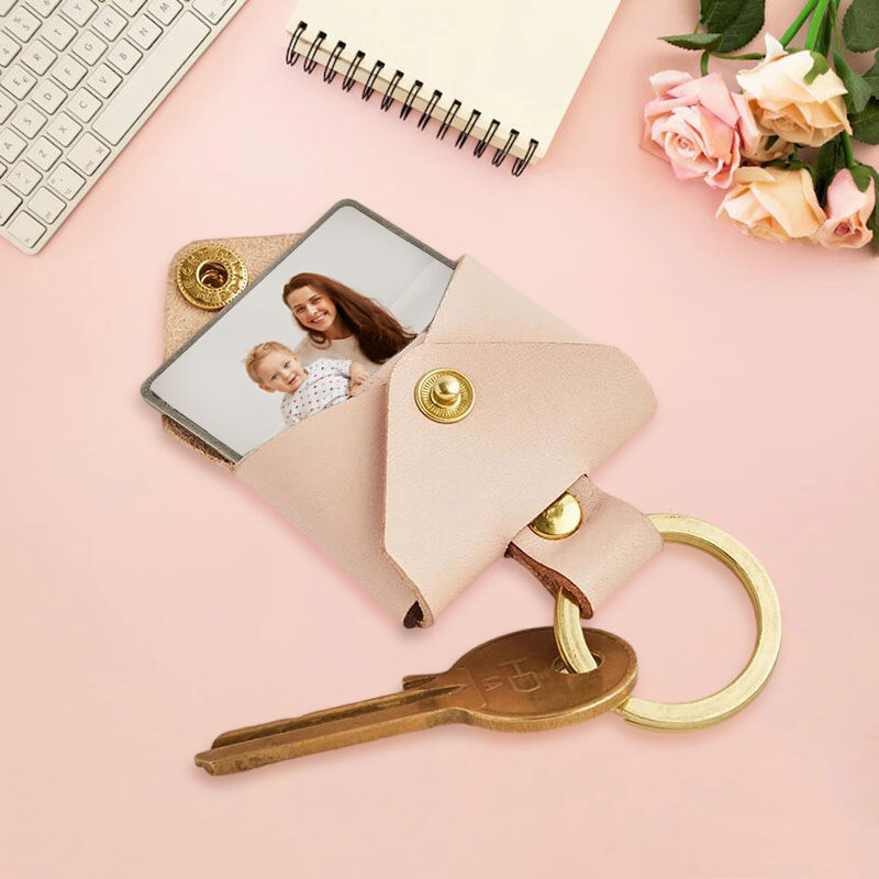 Personalised Pop-Up Leather Photo Keychain for Father
