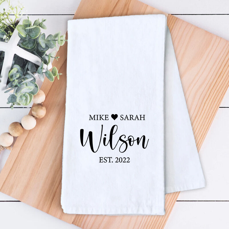 Personalized Towel with Custom Couple Name and Year Meaningful Gift for Lover