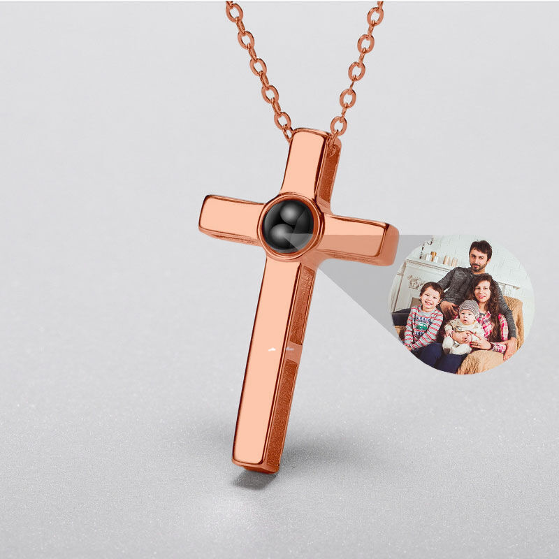 Sterling Silver Personalized Photo Projection Necklace To Lover-I LOVE YOU