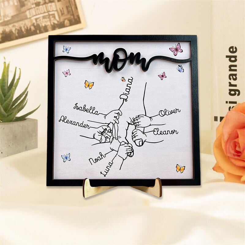 Personalized Name Frame with Colorful Butterflies Pattern Beautiful Gift for Dear Mom