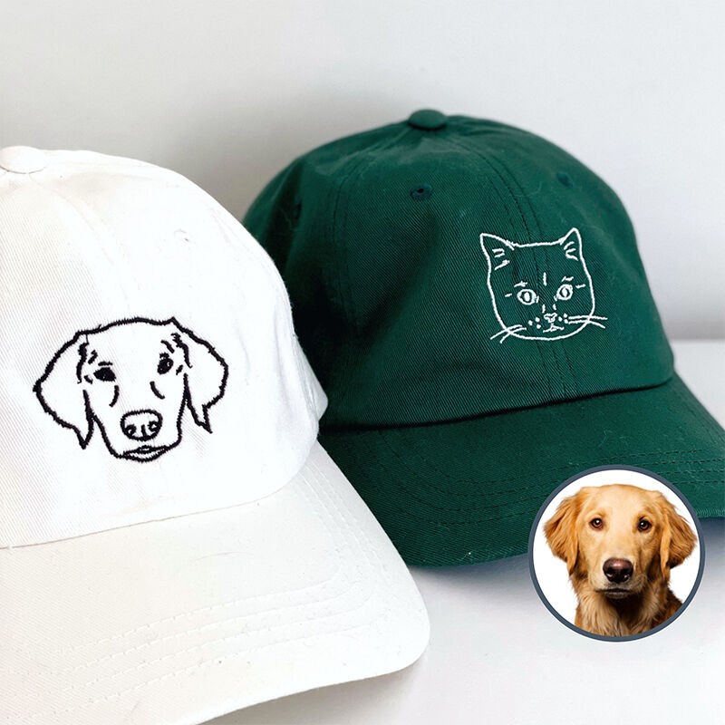Sombrero personalizado bordado personalizado línea de cabeza de mascota regalo de foto para los amantes de las mascotas