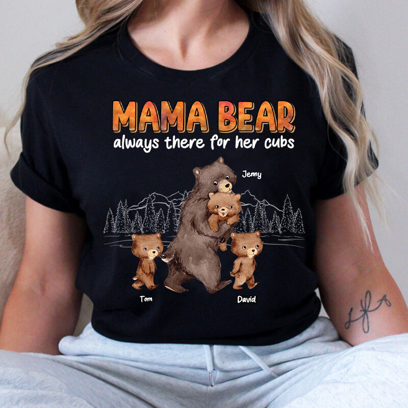 Gepersonaliseerd T-shirt mama beer altijd daar voor haar welpen aangepast ontwerp Perfect Moederdagcadeau