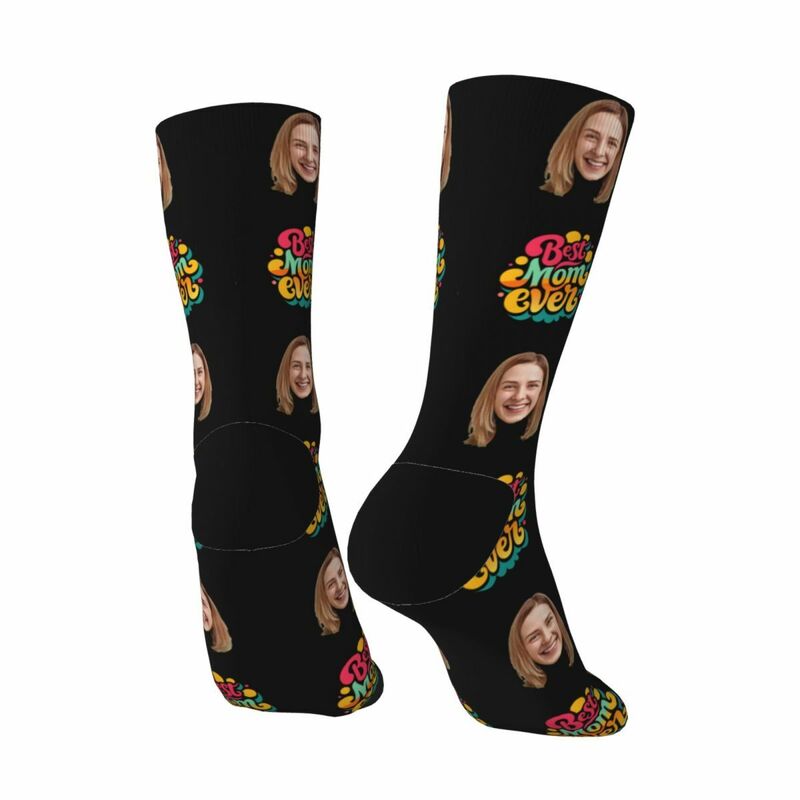 "BEST MOM EVER" Personalized Face Socks Birthday Gift for Mom