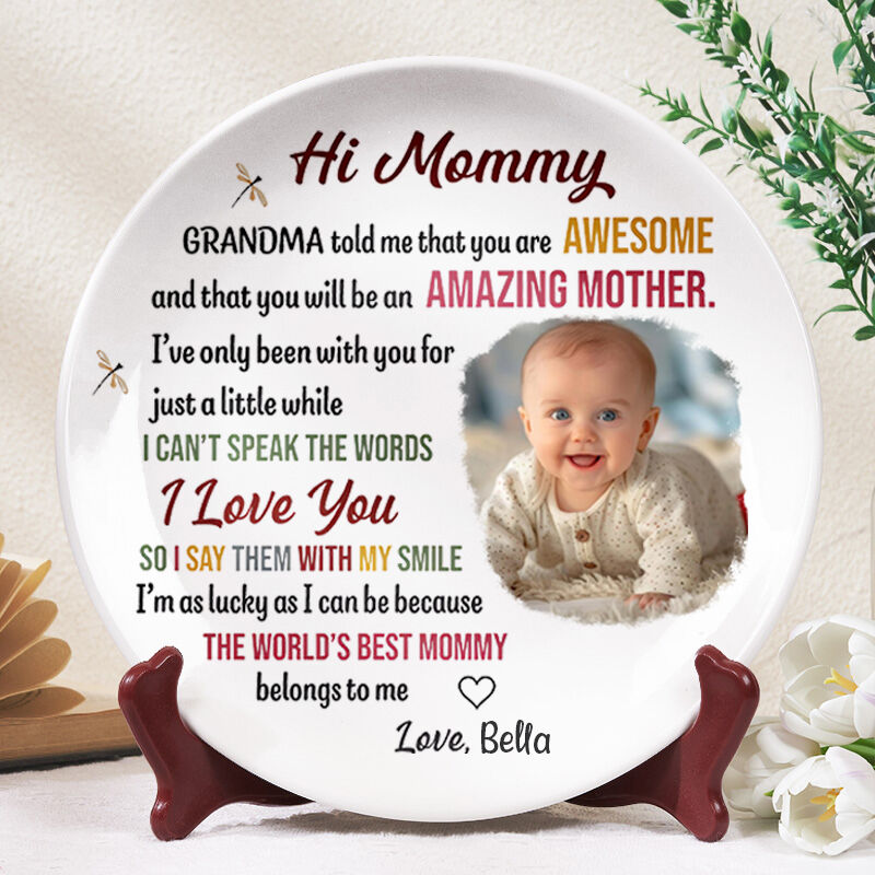 Personalized Picture Plate Unique Gift for Mom "The World's Best Mommy"