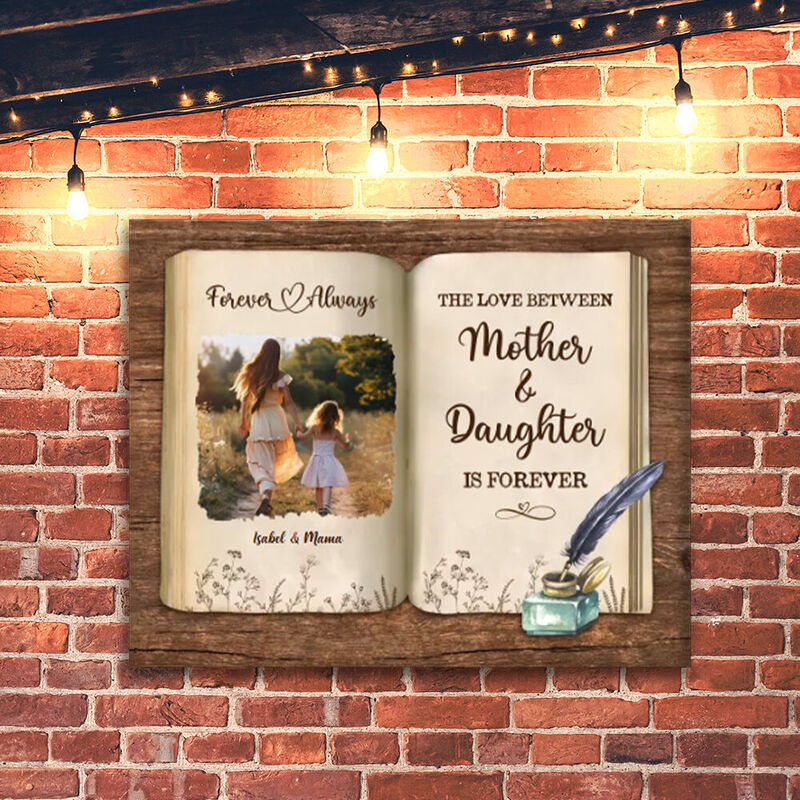 Personalized Picture Canvas Wall Art Book Shaped Design Creative Gift for Dear Mom