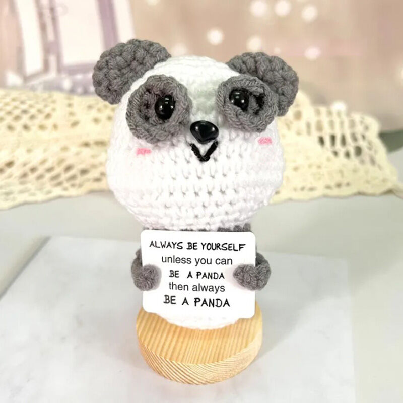 Handmade Crochet Panda Positive Doll Fashionable Gift for Friends
