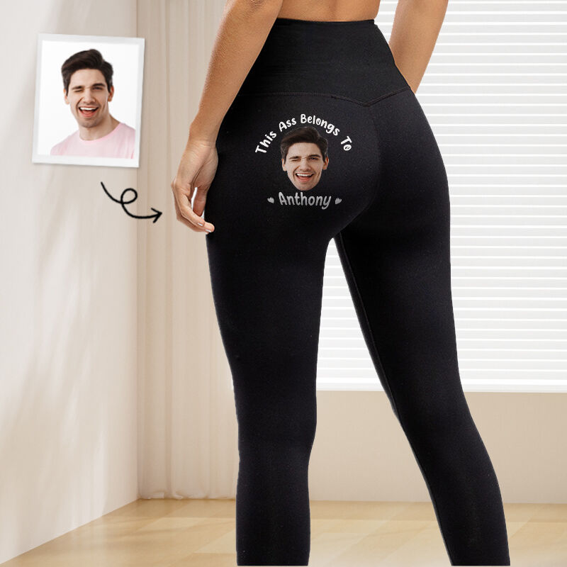 Personalized Leggings This Belongs To You Custom Photo Fun Design Gift for Her Lovers Wife