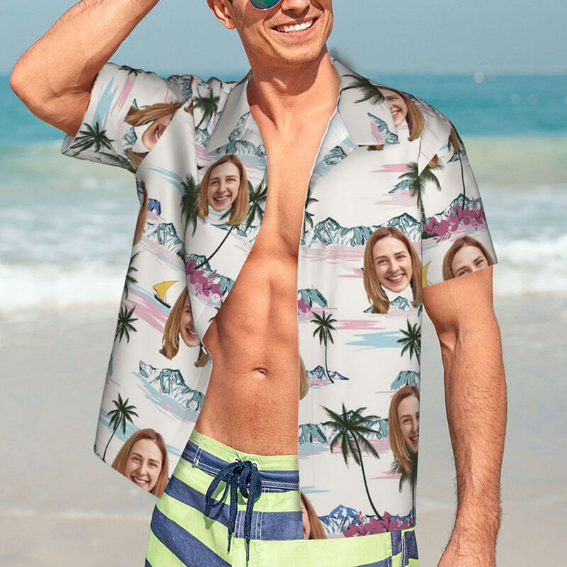 Chemises hawaïennes personnalisées avec photos personnalisées pour les couples Cadeaux de vacances à la plage