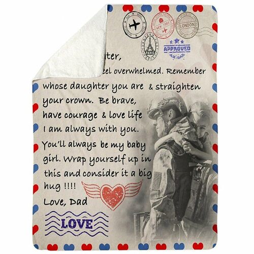 Personalized Love Letter Blanket Father's Love to Daughter from Dad