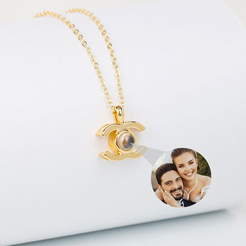 Personalized Double C Photo Projection Necklace for Women