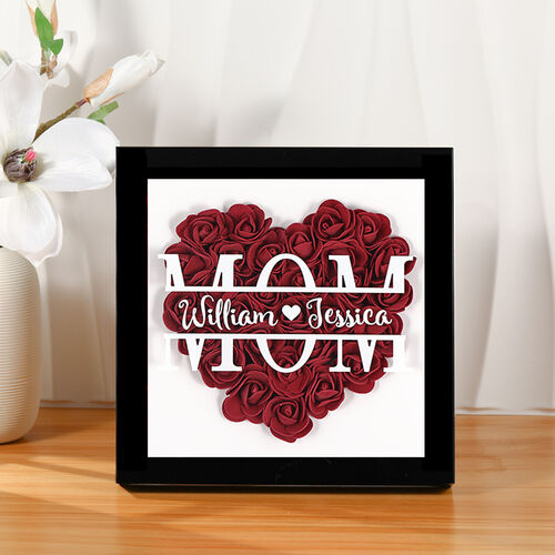 Personalisierte getrocknete Blumen Schatten Box mit eingraviertem Namen Muttertag Geschenk