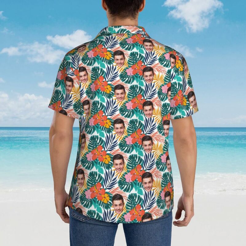 Camisas Hawaianas Personalizadas Hojas de Verano Regalos para Hombres