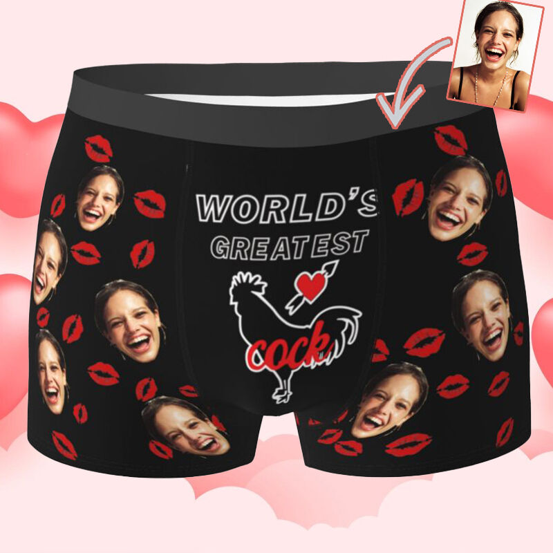 Personalisierte Foto-Männer-Unterwäsche Boxer Shorts Kreatives Geschenk für ihn "Weltgrößter Hahn"