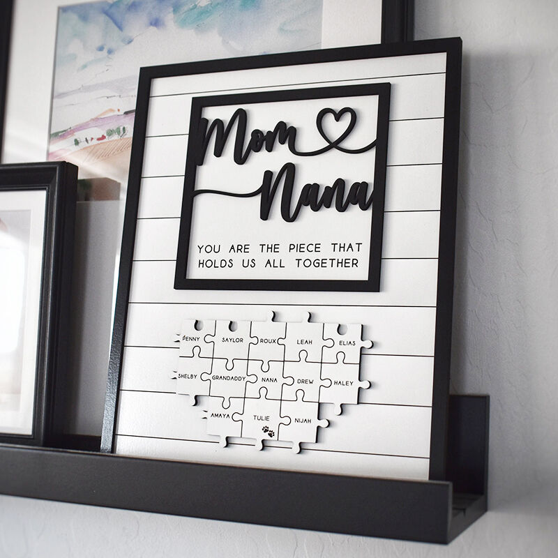 Personalized Name Puzzle Frame Mom and Nana Sign Warm Design Exquisite Gift for Mother's Day