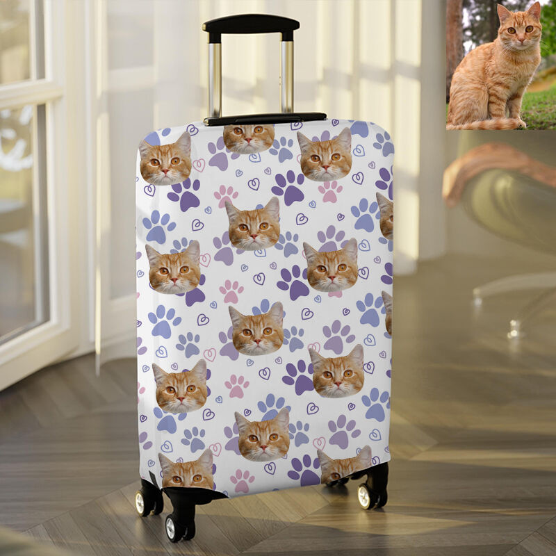 Personalized Luggage Cover with Custom Head Photo Fun Gift for Pet Owners