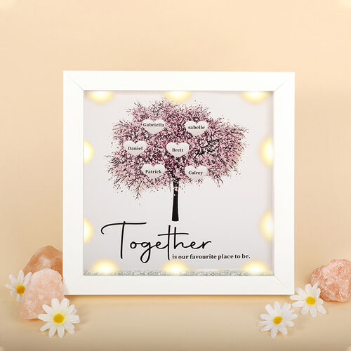 "Together Is Our Favorite Place To Be" Custom Name Family Tree Frame Gift for Mom & Dad