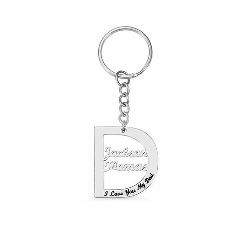 Personalized Name D-shaped Keychain Perfect Present for Daddy