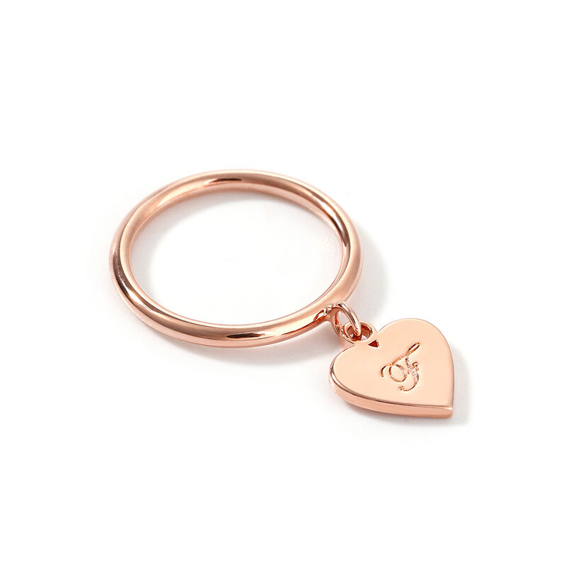Dangle Custom Initial Heart Single Ring