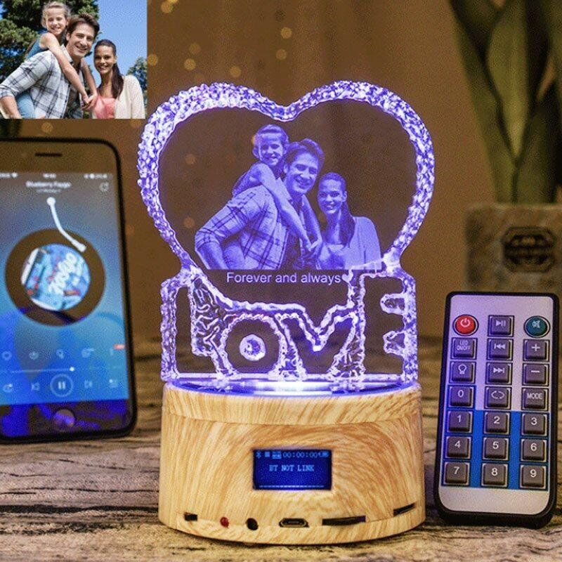 Personalized Photo Crystal Lamp Bluetooth Speaker - LOVE