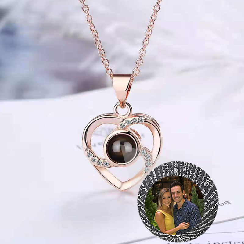 Sterling Silver Personalized Photo Projection Necklace-Sweet Heart