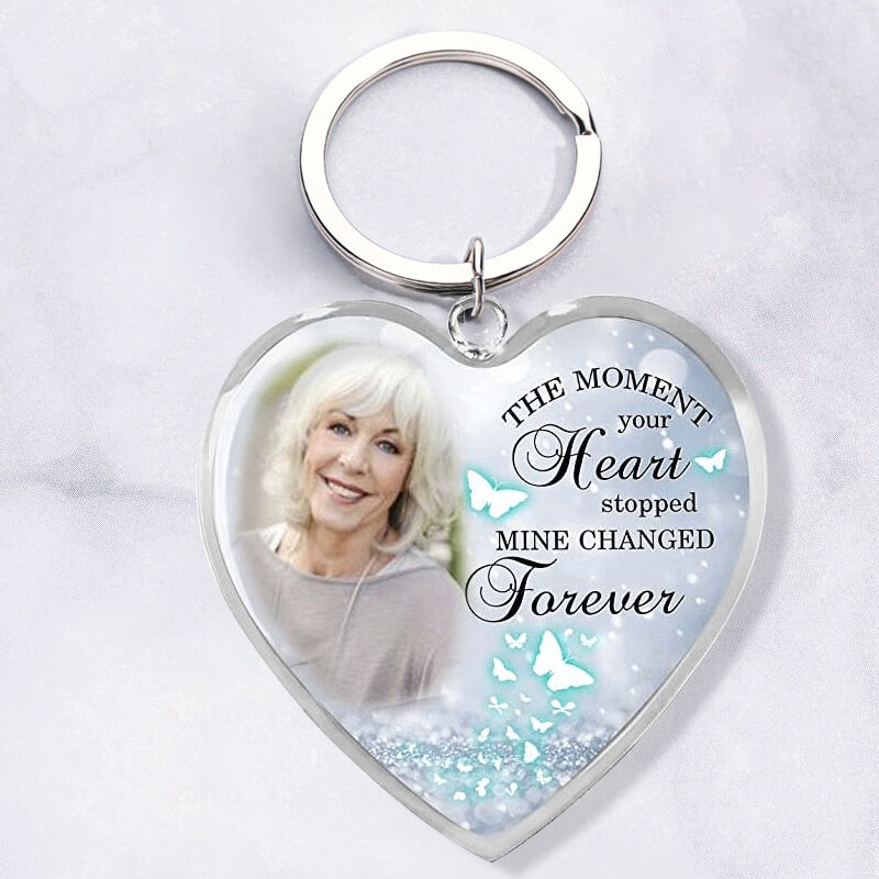 "The Moment Your Heart Stopped" Custom Photo Keychain