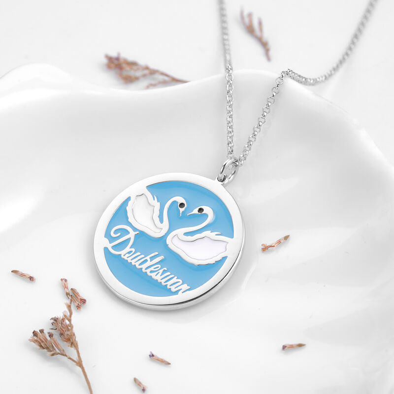 "Double Swan" Personalized Engravable Necklace
