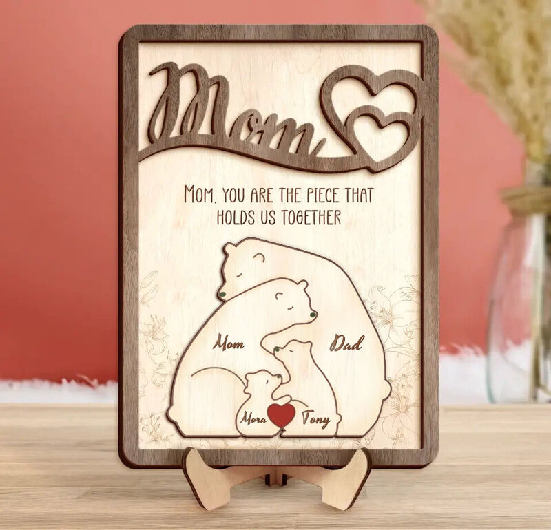 Personalized Bear Family Puzzle Frame Best Mother's Day Gift