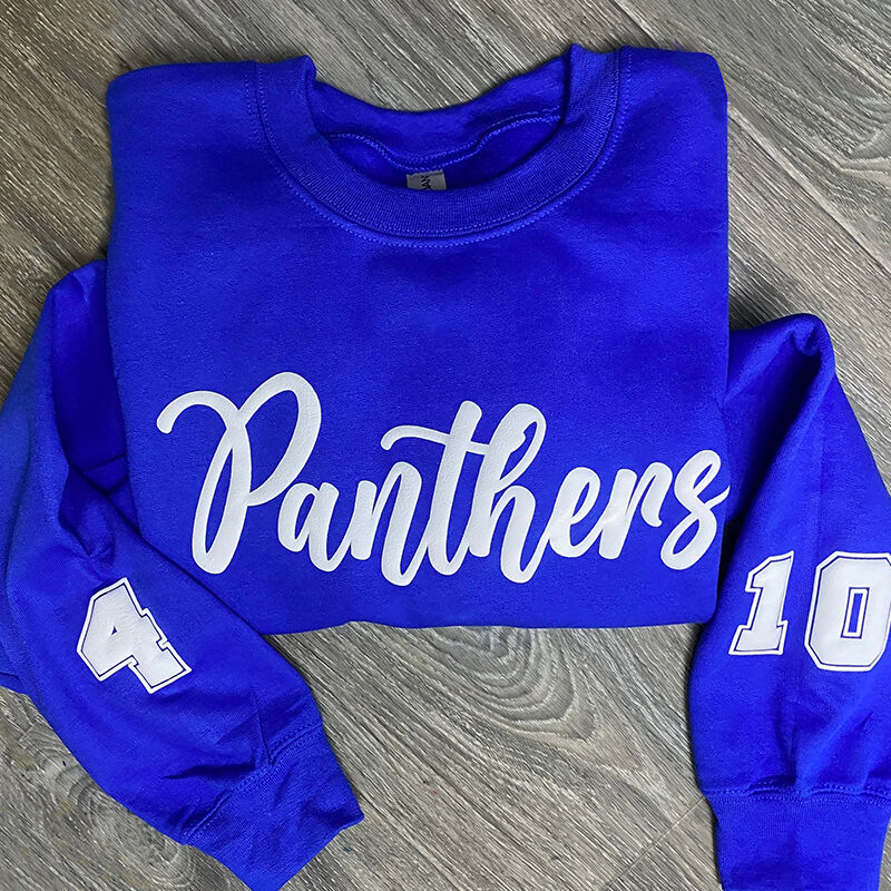 Personalisiertes Sweatshirt Puff Druck Individueller Teamname mit Nummer Maskottchen Design Cooles Geschenk für Freunde