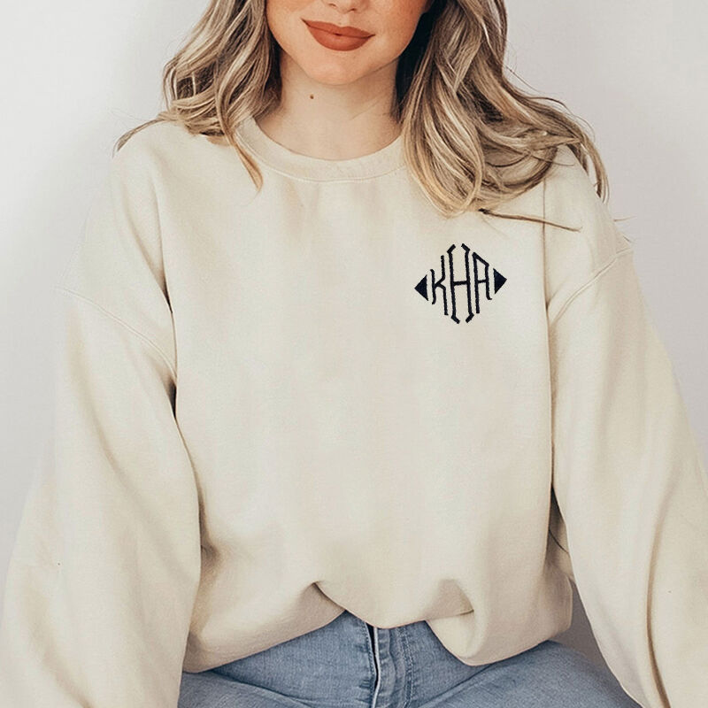 Gepersonaliseerd sweatshirt met geborduurde initialen Optioneel monogramontwerp Uniek cadeau voor een geliefde