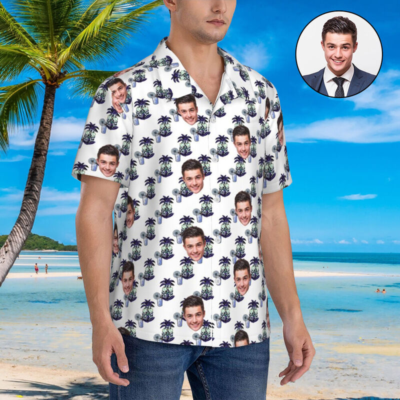 Personalisierte Hawaiihemden Grünes Blumendesign Personalisiertes Strandhemd für Männer