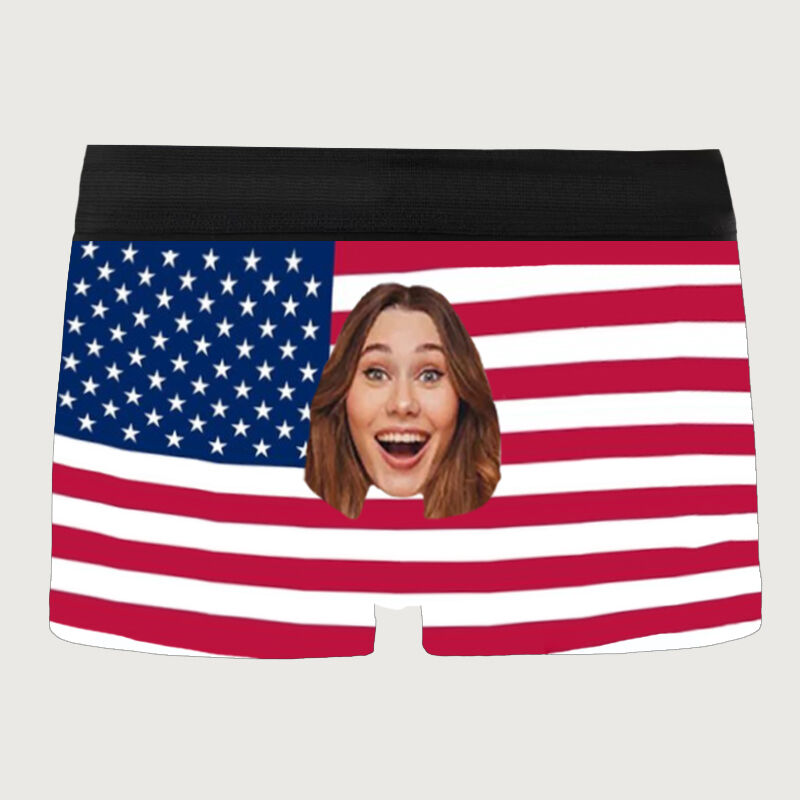 Personalized Picture Men's Underwear Boxer Briefs with Flag Pattern Cool Gift for Him