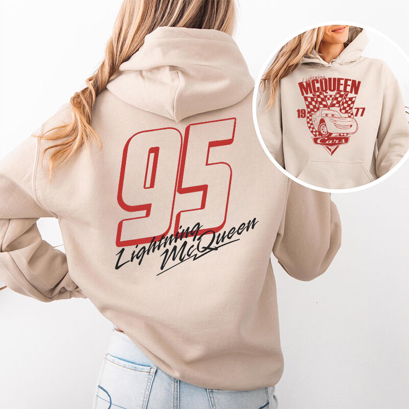 Personalized Hoodie Lightning McQueen Cars Classic Pattern Design Cool Gift for Car Lovers