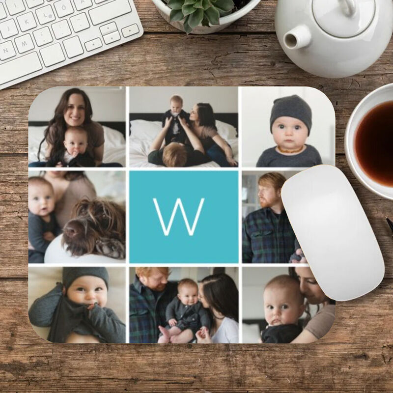 Personalized Picture Mouse Pad with Custom Letter Simple Present for Family