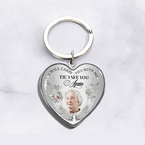 "Ti Porterò Con Me" Portachiavi Commemorativo Personalizzato Con Foto